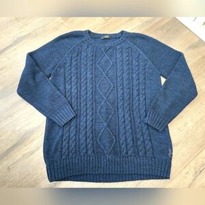 NEUW Mens Cableknit Sweater Size Large Deep Blue Colorway Cabin Preppy Cozy Warm